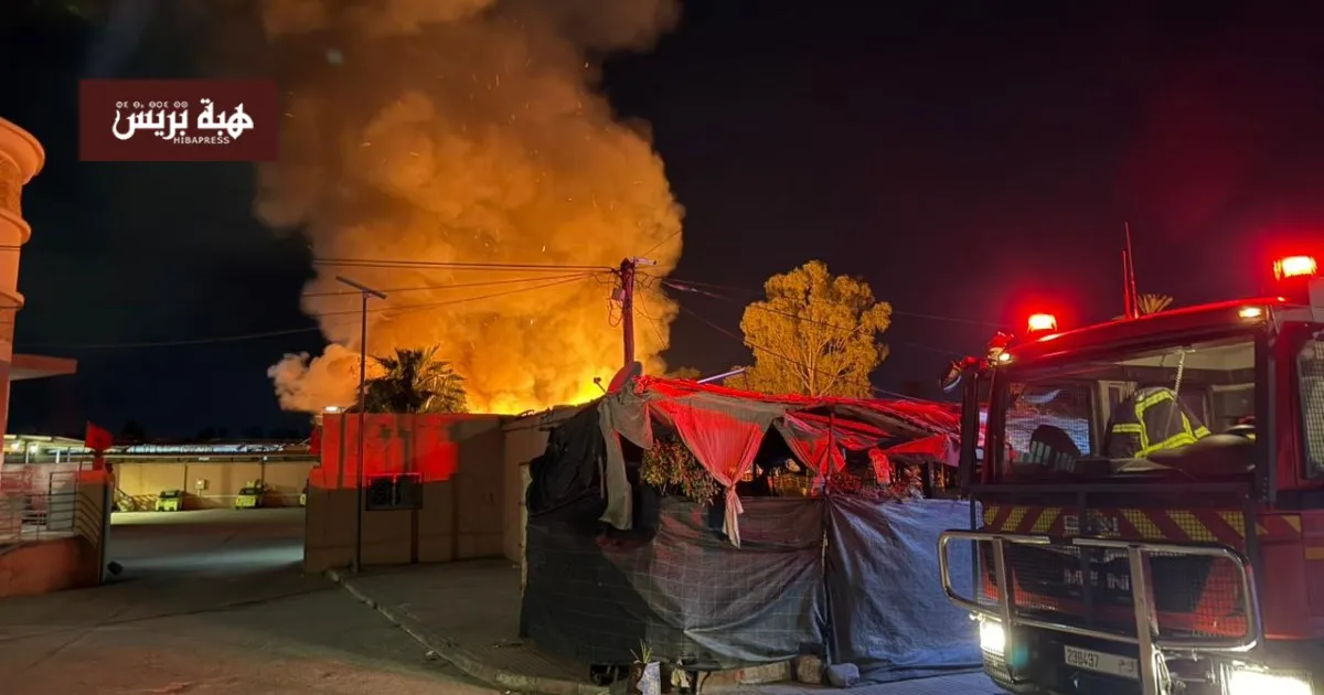 Devastating Fire Breaks Out at Al-Hassani Market, Prompting Urgent Response