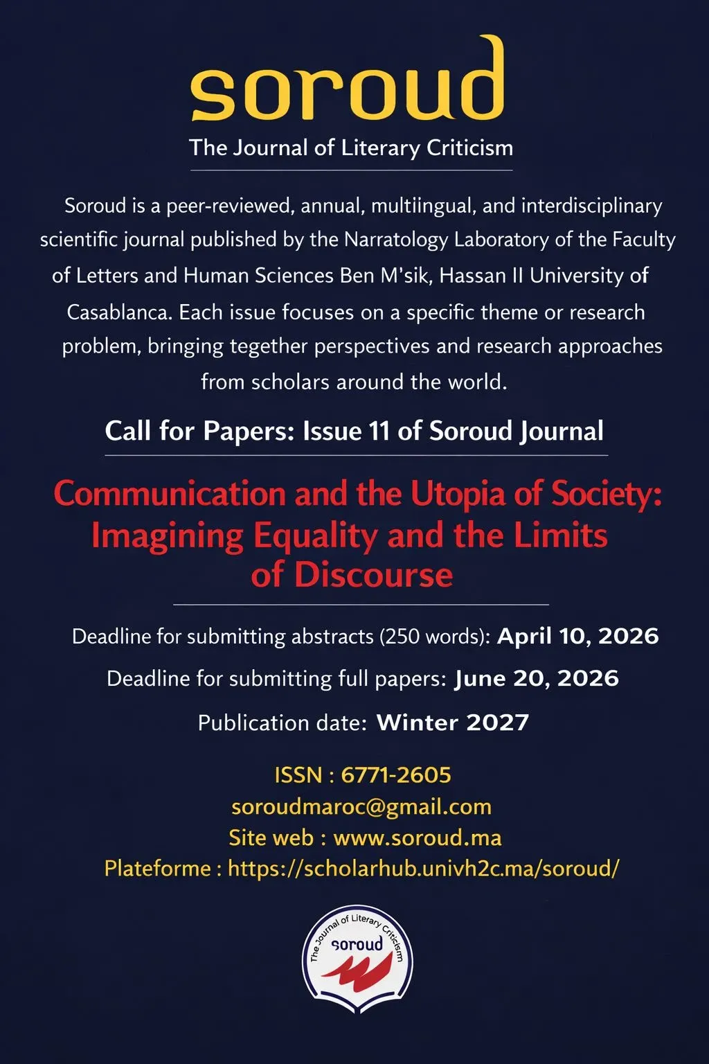 Call for Papers: Exploring Communication and the Utopian Society in Issue 11 of Soroud Journal