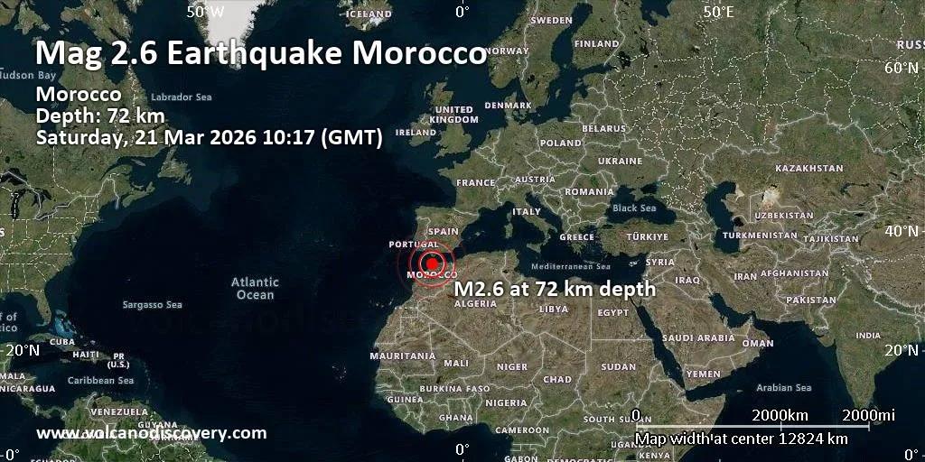 Minor 2.6 Magnitude Earthquake Hits Morocco at Significant Depth