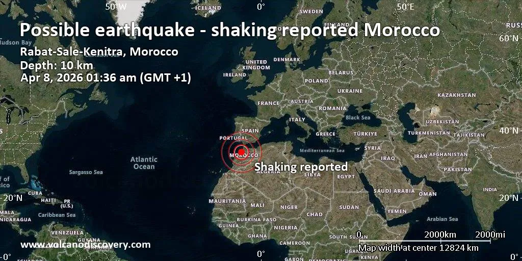 Minor Earthquake Near Rabat, Morocco on April 8, 2026