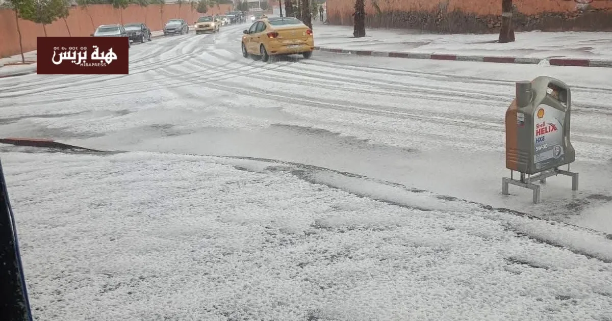 Rare Hailstorm Blankets Marrakech Streets in White