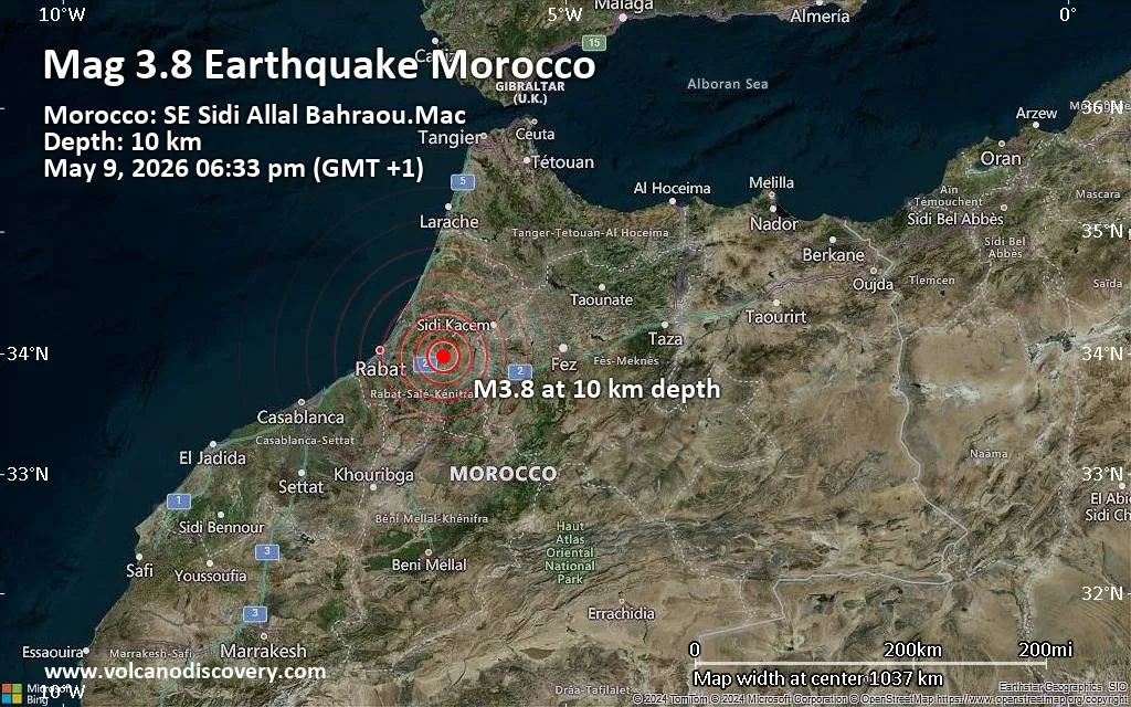 Weak Earthquake of Magnitude 3.8 Strikes Tiflet, Morocco