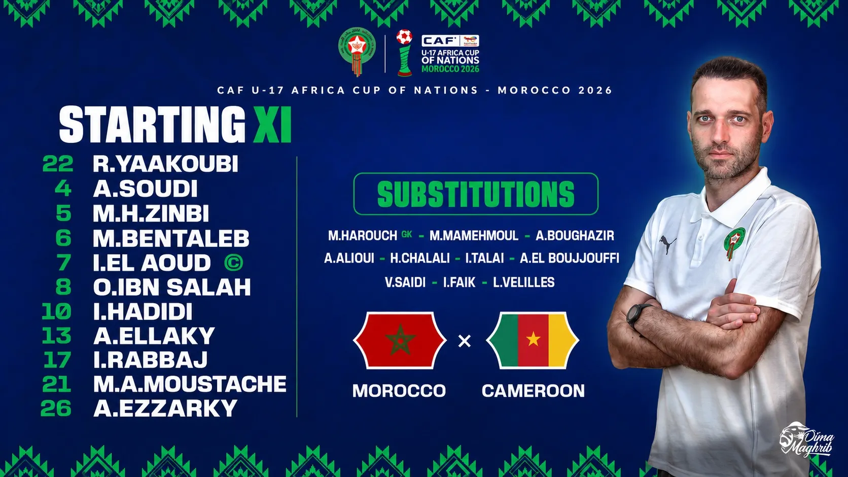 Morocco U17 Team Update: El Maach Excluded from Match Roster Against Cameroon