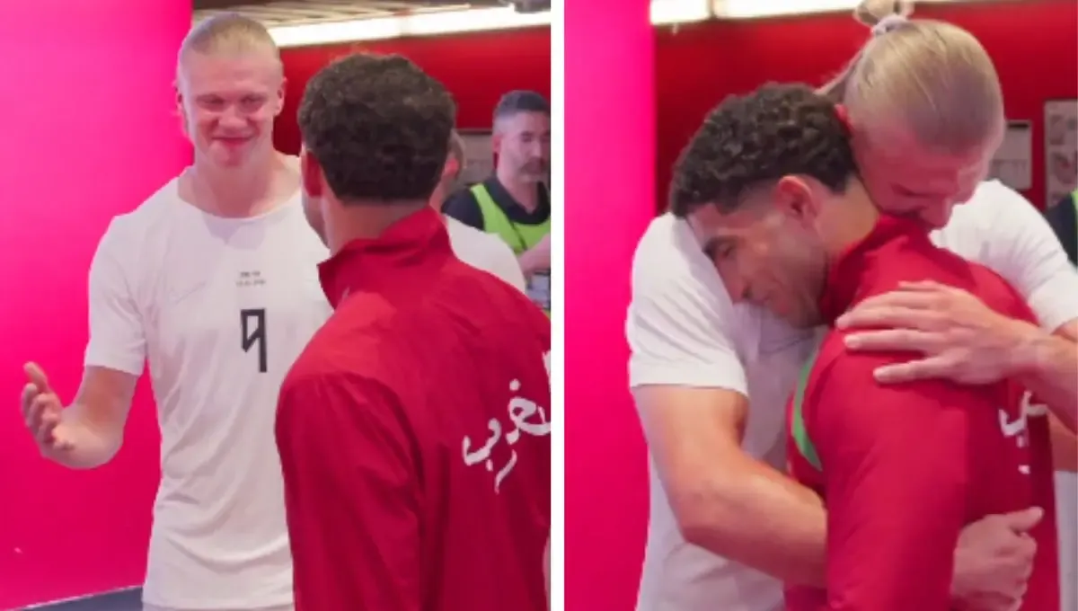 A Heartfelt Reunion: Achraf Hakimi and Erling Haaland Connect at Sports Illustrated Stadium