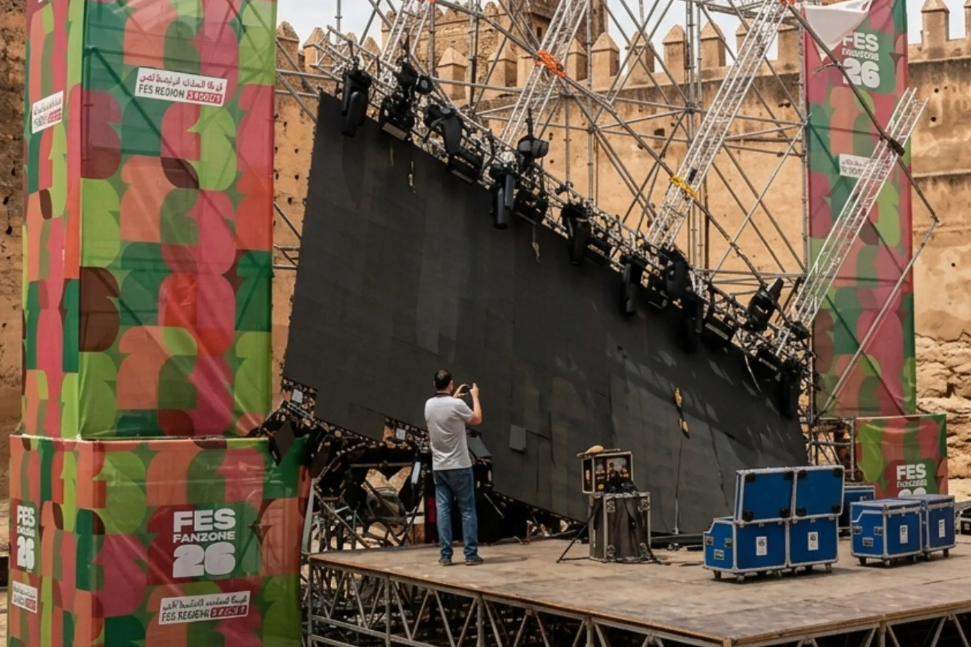 Three Workers Injured After Giant Screen Collapse in Moroccan Fan Zone