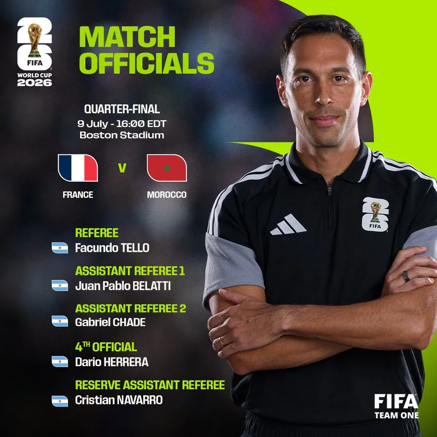 Tello Appointed as Referee for France vs Morocco Quarterfinal Match in FIFA World Cup