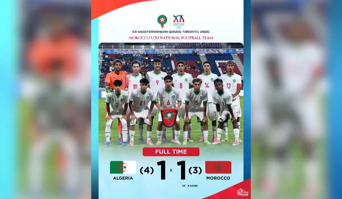 Morocco's U20 Football Team Falls Short in Mediterranean Games Semifinals Against Algeria