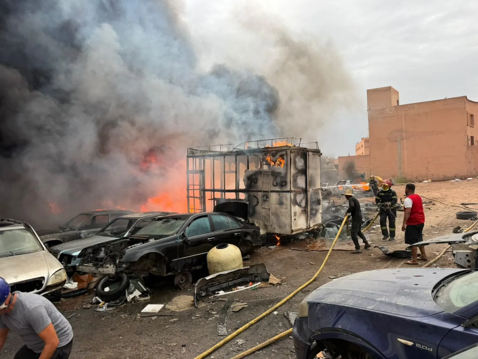Severe Fire Engulfs Car Workshop in Marrakech, Leading to Significant Losses