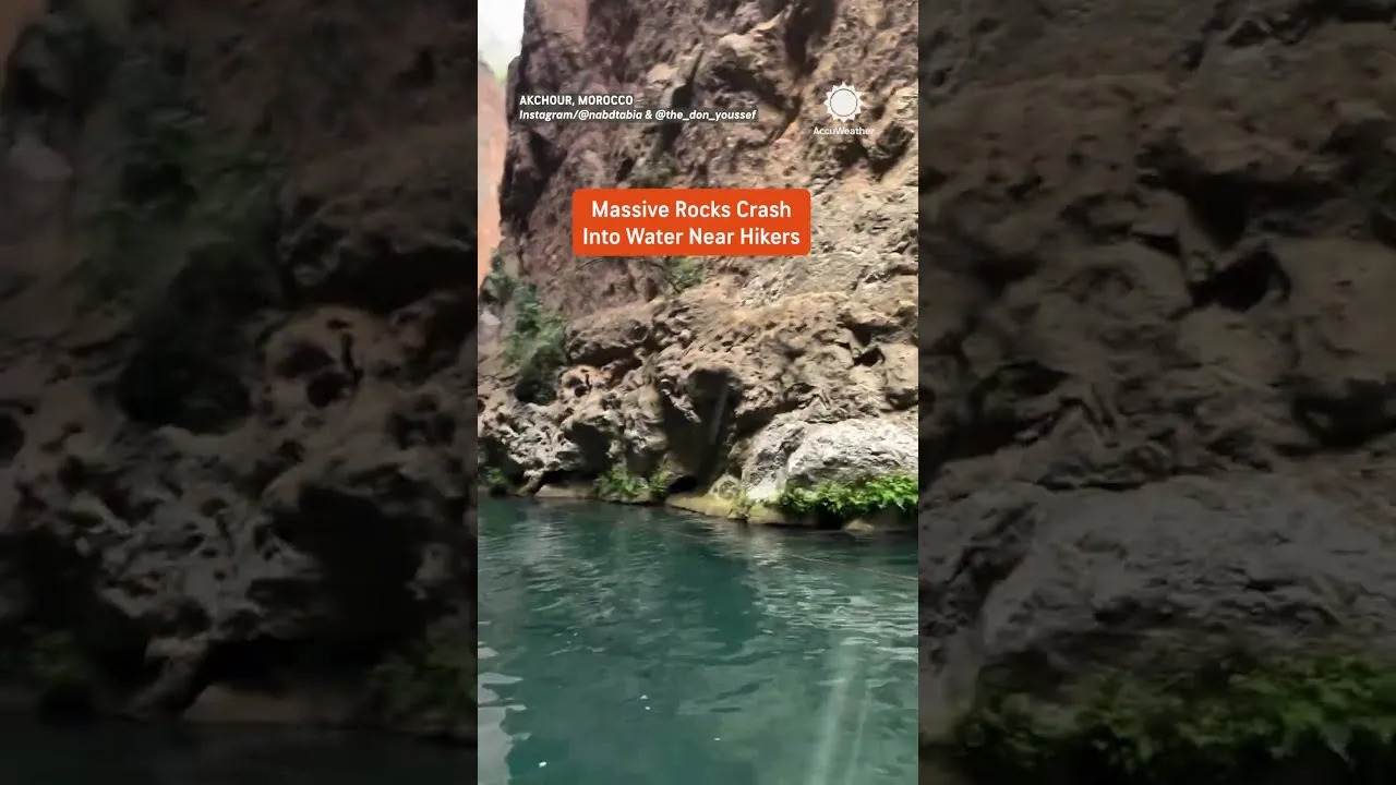 Dramatic Rockslide Caught on Camera Near Hikers in Morocco