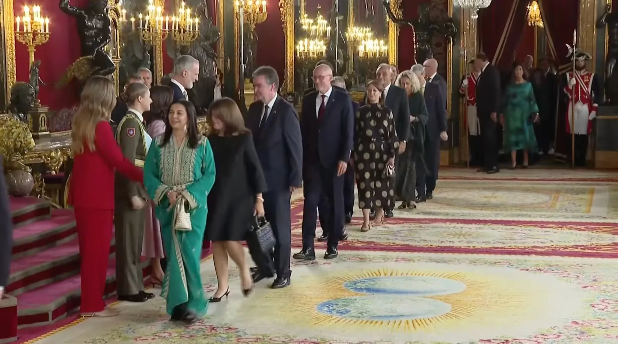 Moroccan Ambassador Attends Spain's National Day Reception in Elegant Green Caftan