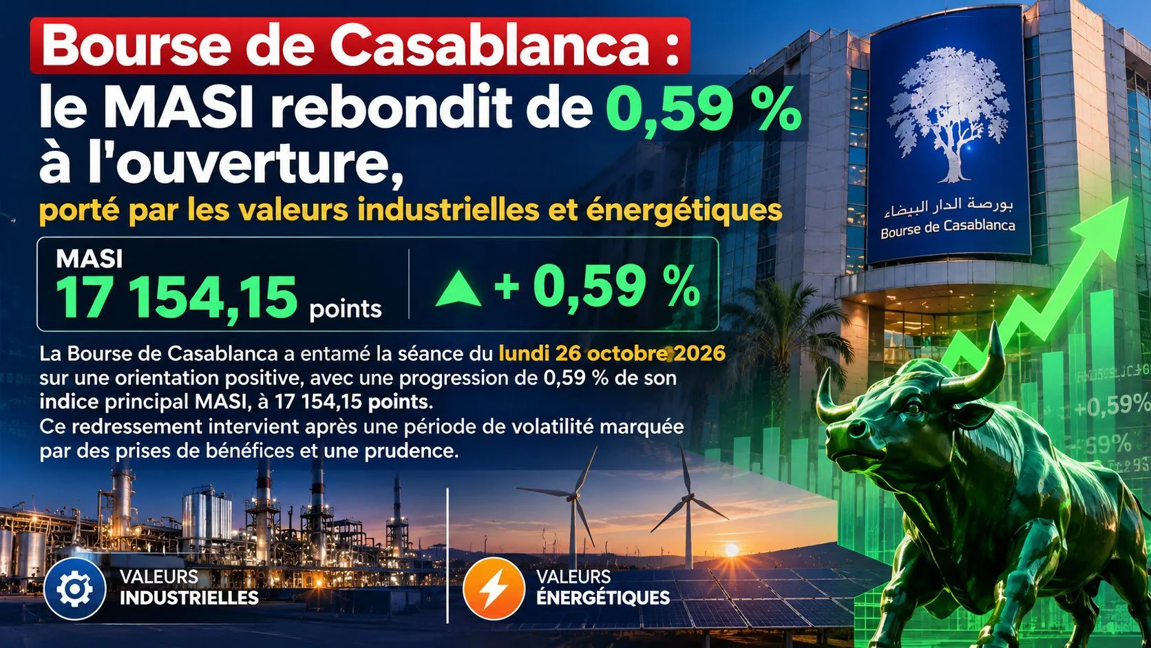 Positive Outlook for Casablanca Stock Exchange: MASI Index Rebounds as Industrial and Energy Stocks Surge