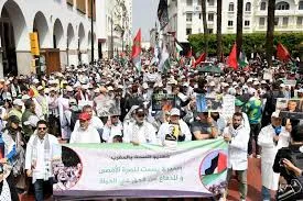 Massive Popular March in Rabat Supporting Palestine and Opposing Israel's Death Penalty for Prisoners