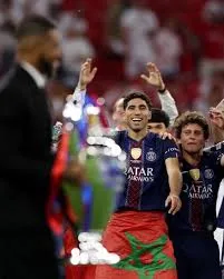 Achraf Hakimi Celebrates UEFA Champions League Victory with Moroccan Pride