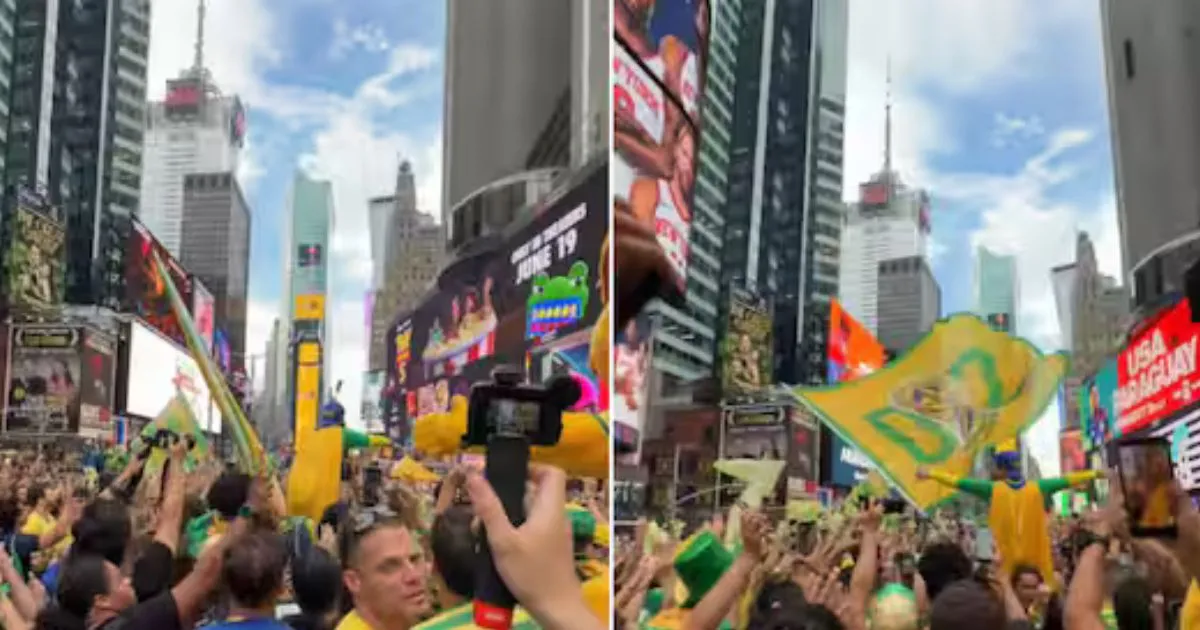 Brazilian Fans Gather in Times Square, New York, to Support Their Team Ahead of World Cup 2026